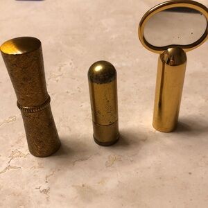 Revlon Futurama and Bourjois Inc metal lipstick holders with bonus mirror cover